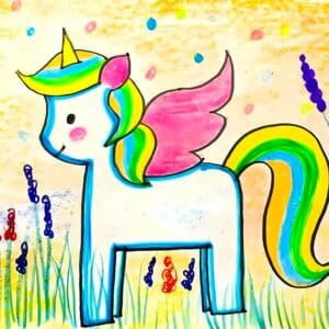Colourful Unicorn artwork | Pre-Recorded class | 1.5 hours | 4-7 Years