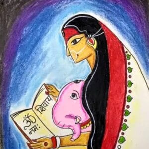 Goddess Parvati & Baby Ganesha (Abstract Artwork) | 2Hr | Pre - Recorded | 10+Years & Moms