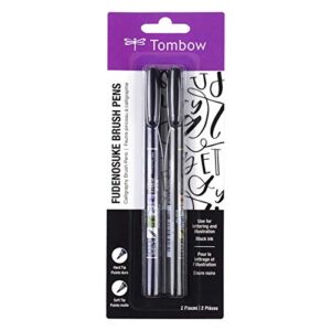 Tombow Fudenosuke Brush Pen 2 Pens Set,Black