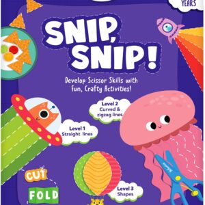 Skillmatics Scissor Skills Activity Book - Snip, Snip, Art & Craft Kit for Kids, 2 Child-Safe Scissors, 25 Fun Activities, Gifts for Girls & Boys Ages 3, 4, 5, 6, 7, Multicolour, Paper