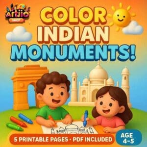 Indian Monuments Coloring Pages For Kids | PDF Of 5 Printable Pages