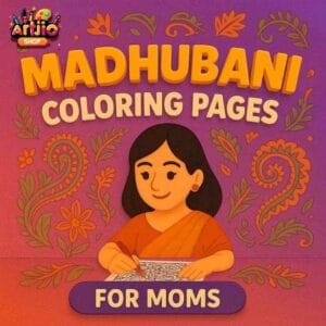 Madhubani Theme Coloring Pages For Moms | Pdf Of 5 Printable Pages