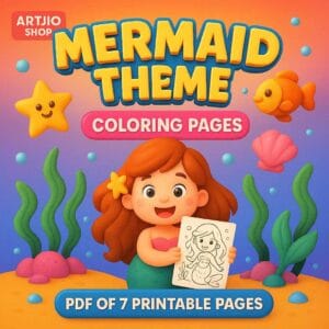 Mermaid Theme Coloring Pages I 7 Printable Pages