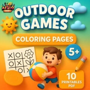 Outdoor Games Coloring Pages For Kids | PDF Of 10 Printable Pages