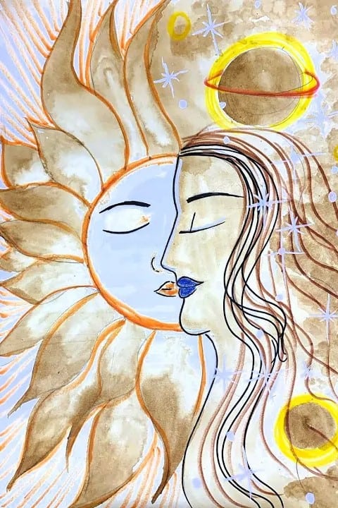 Day & Night Coffee Painting Abstract Artwork | 1 Hr | Pre-Recorded | 10+ Years & Mom’s